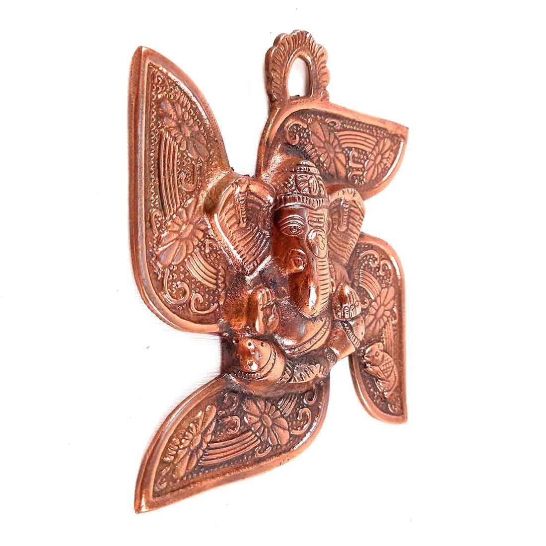 Apka Mart The Online Shop Religious Lord Ganesh on Swastik Wall Hanging, 7 Inch, Bronze 2