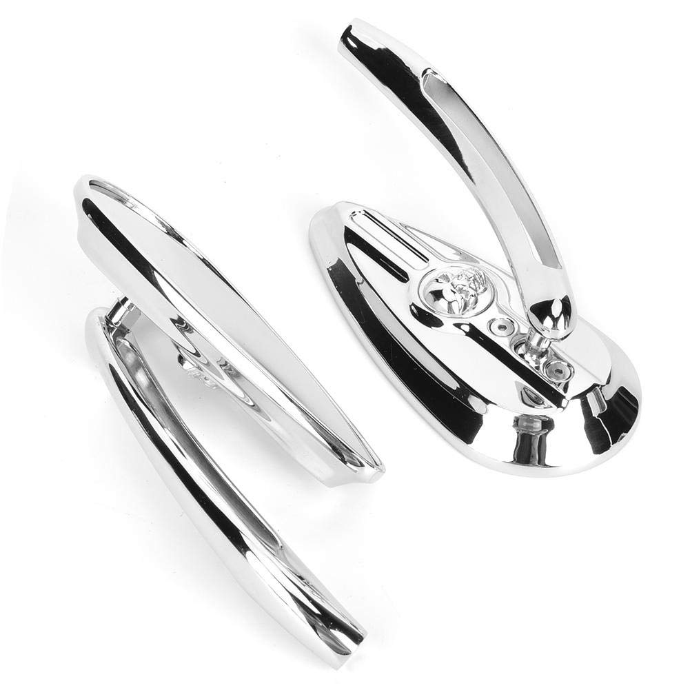 Qiilu retroviseur moto custom chromé Rétroviseurs de moto, 2 pièces rétroviseurs chromés de moto 8mm 10mm filetage crâne larme réflecteur de guidon
