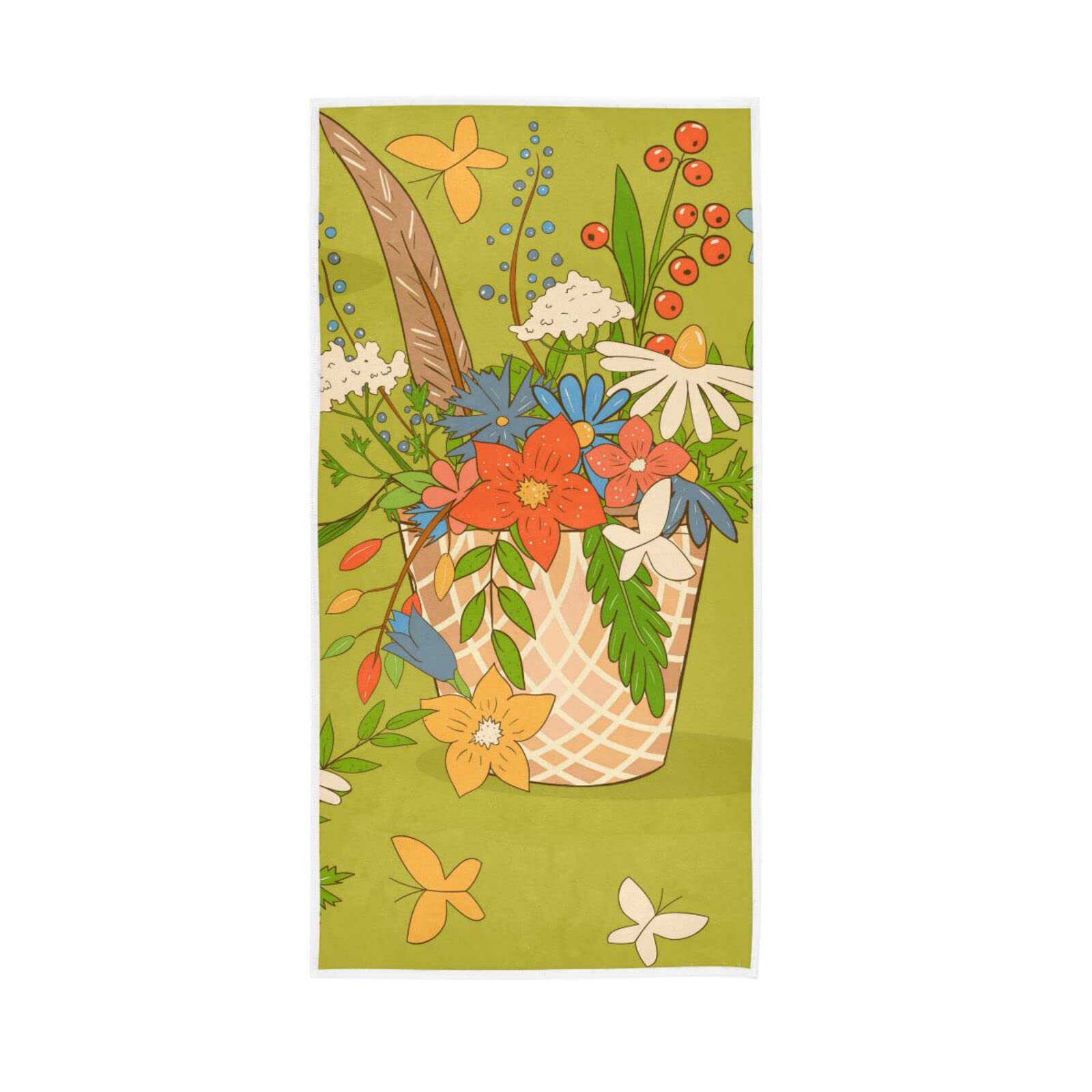LSRCPD Hand Towels Vintage Flower Leaves Decor Fingertip Soft Face Towel Absorbent Bathroom Kitchen Towels