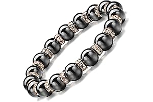 Men's and Women's 10MM Magnetic Hematite Bracelet with Rhinestones