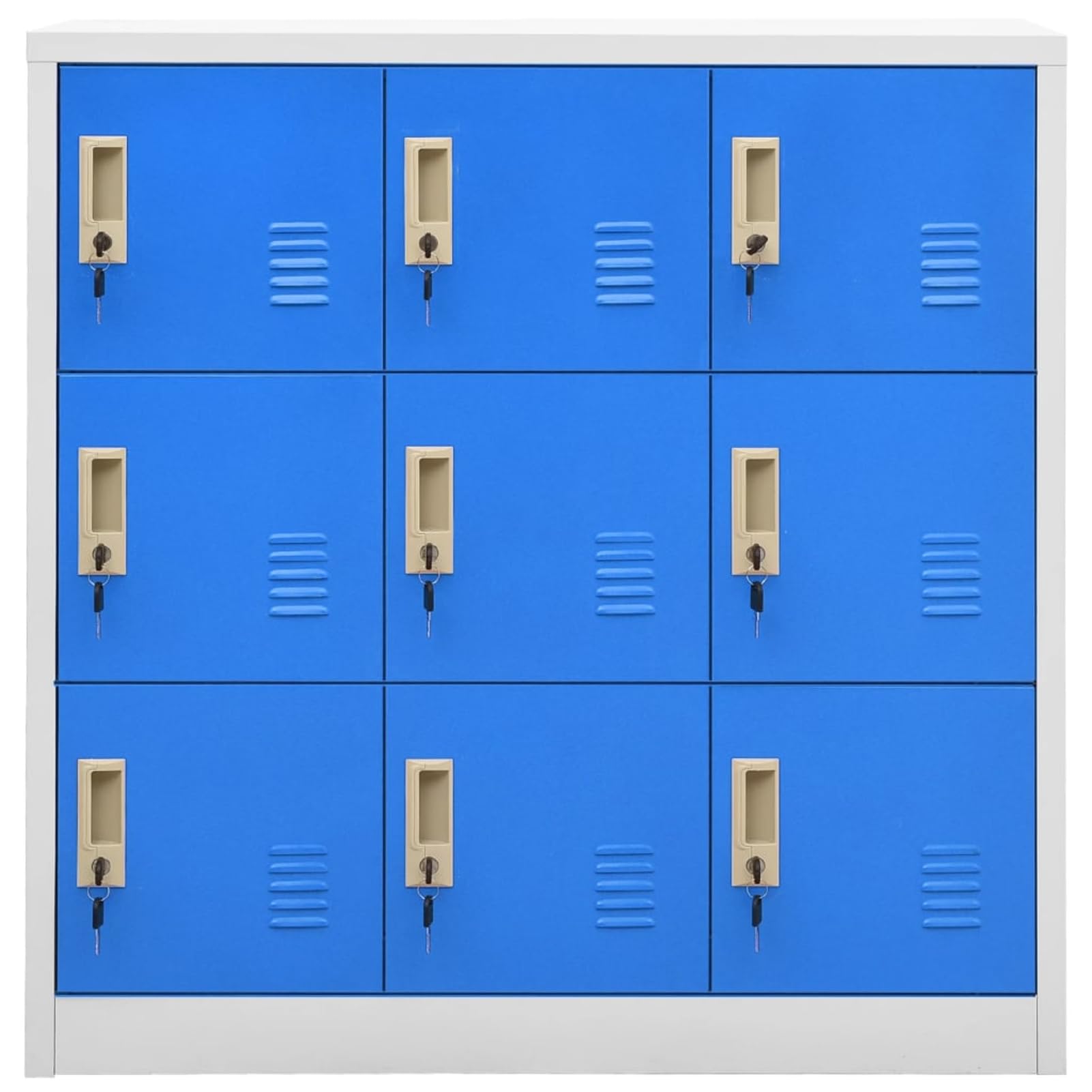 Armadietto Armadietto 5 pz in Acciaio Armadio Raccoglitore Armadi con Chiave Multiuso per lo stoccaggio in Scuole e Uffici per Scarpe, Borse, Libri, Archivi Grigio Chiaro e Blu 90x45x92,5 cm