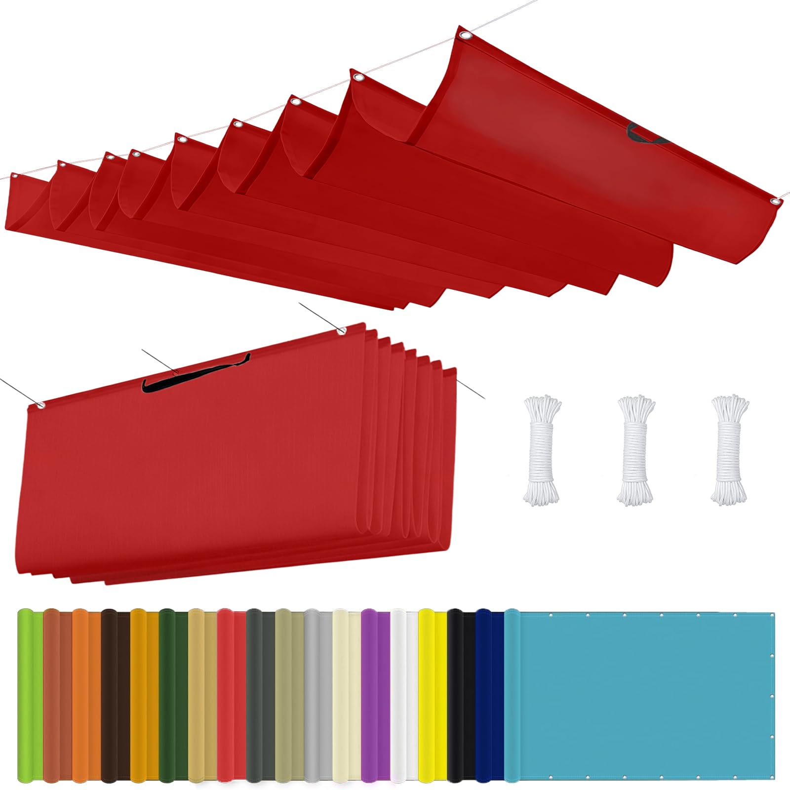 Pergola anti UV voile ombrage rétractable rouge rectangulaire 1.3x9m étanche