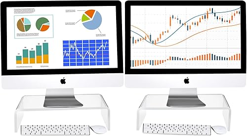 Jetec 2 piezas de soporte acrílico transparente para monitor de escritorio, consola de videojuegos, soporte de acrílico para computadora portátil,