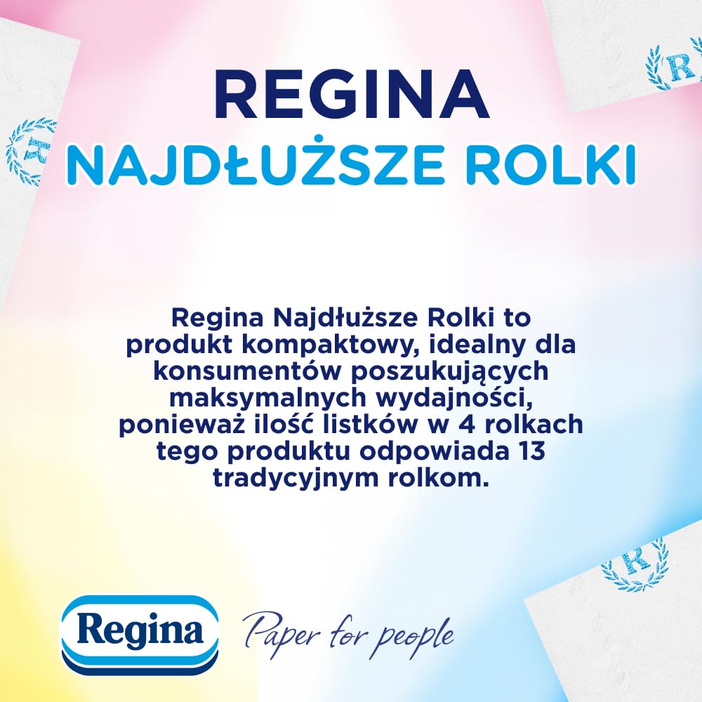 Regina Najdłuższe Rolki, 60 Rolek Papier Toaletowy, 2 Warstwy