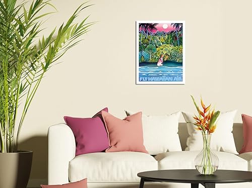 Miniatura 3 de Pacifica Island Art Fly Hawaiian Air - Hawaii Women on the Beach - Hawaiian Airlines - Póster vintage de viaje de aerolínea c.1970s - Cartel de