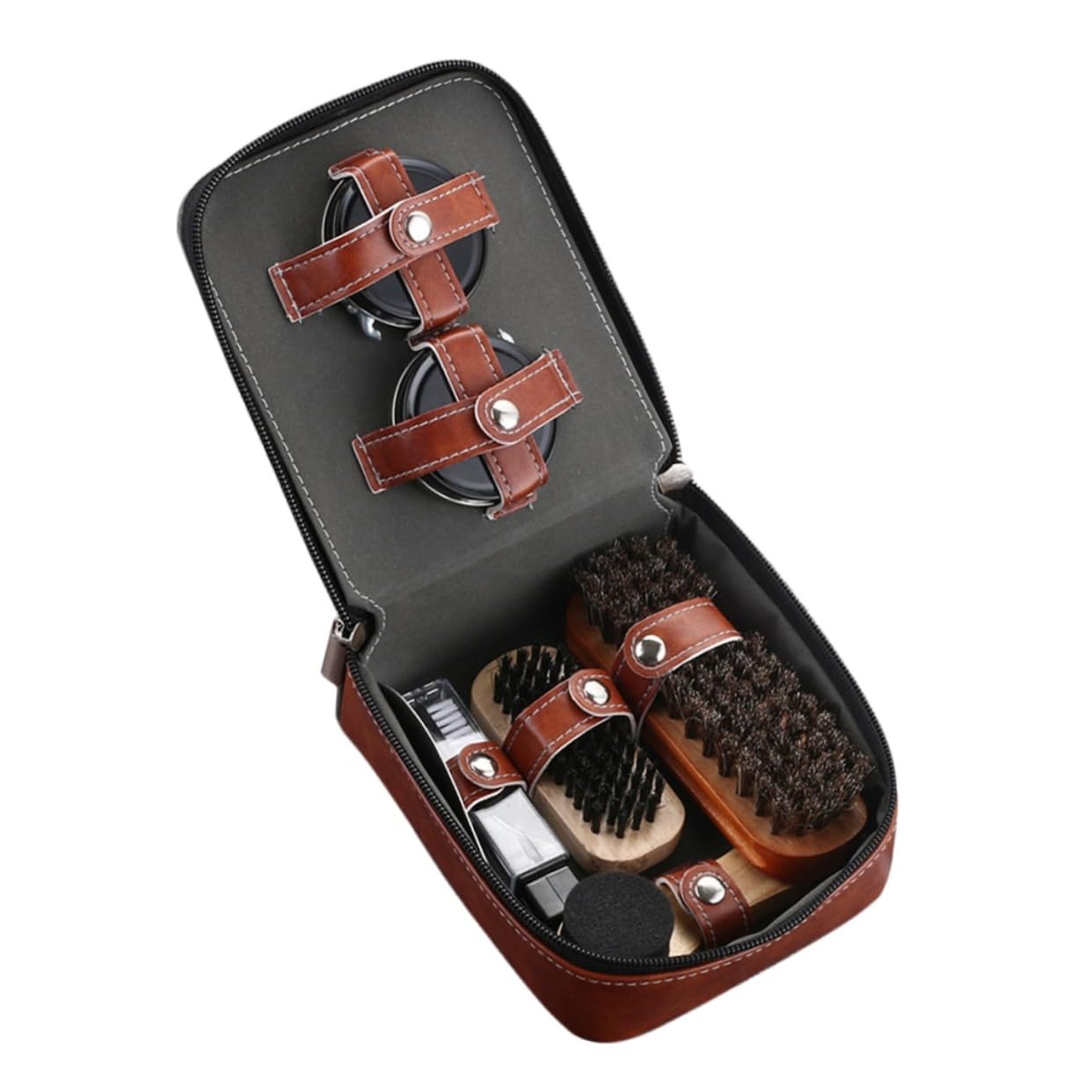Cepillo para Limpiar Zapatos Juego de 9 Piezas Cerdas Marrón | Lustrado Ligero, Diseño Creativo Portátil, para Botas y Calzado de Hombre y Mujer