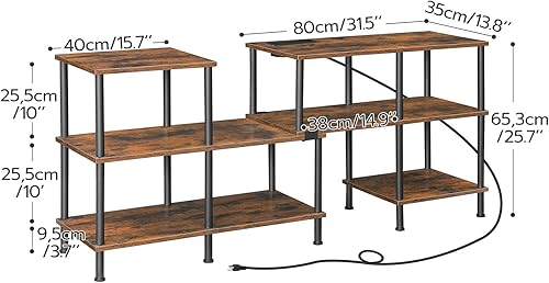 Miniatura 3 de HOOBRO Soporte de TV, soporte de TV deformable con tomas de corriente de hasta 75 pulgadas, moderno centro de entretenimiento con estantes de