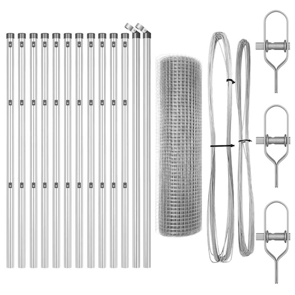 Zaunpfosten Set 2500 x 60 mm Silber 13 Stahl-Posts mit pulverbeschichteter Oberfläche Modernes Design und Wetterschutz für Garten Zaun Bau Balkon und Terrassenprojekte