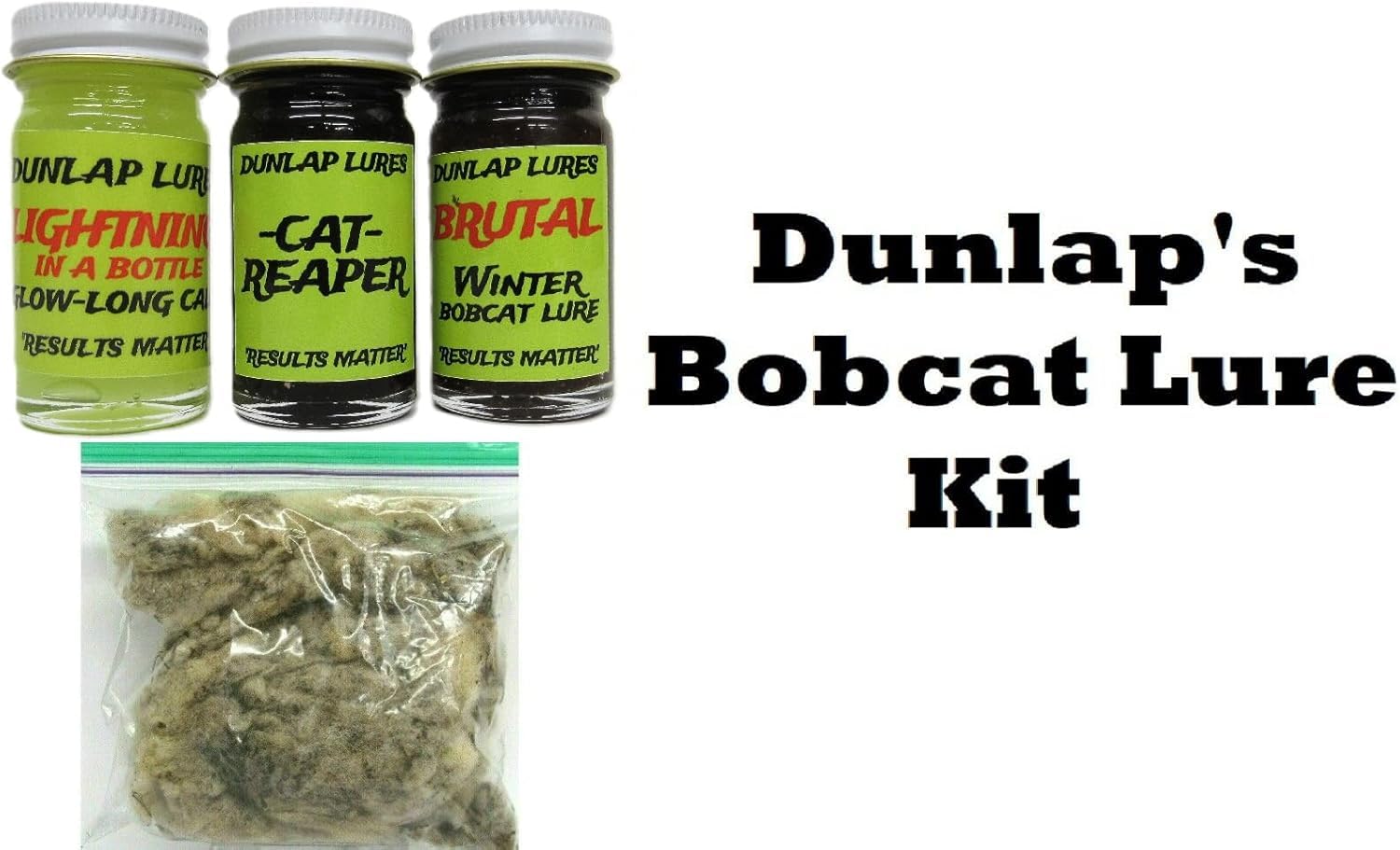 Generic Dunlap Lures Bobcat Lure Kit 3 Piece 1 Ounce Jars Lightning in a Bottle Brutal Winter Bobcat Cat Reaper K-23