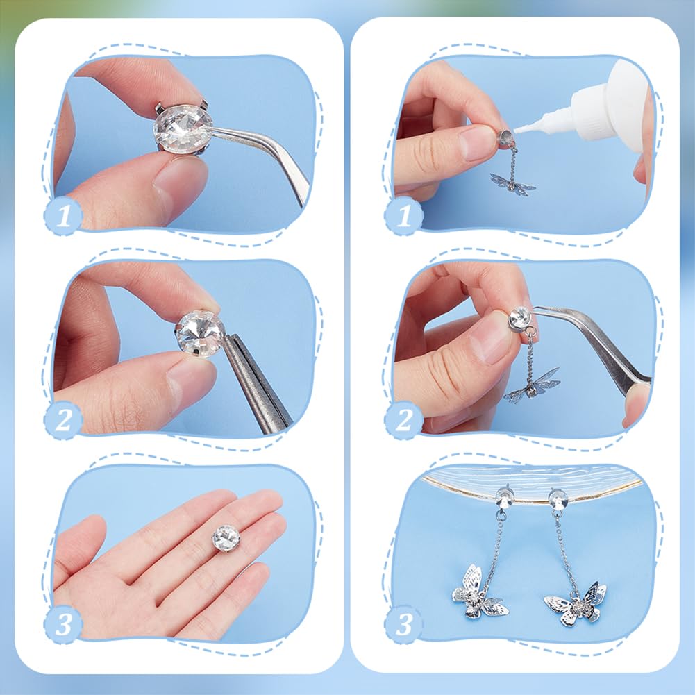 FINGERINSPIRE 120 Pcs Pointed Back Rhinestone 6/8/10/12/14/16mm Glass Rhinestones Gems Clear Round Crystal Beads Jewels Embellishments Faceted Diamond for Craft Wedding Dress Decoration Jewelry Making - Image 3