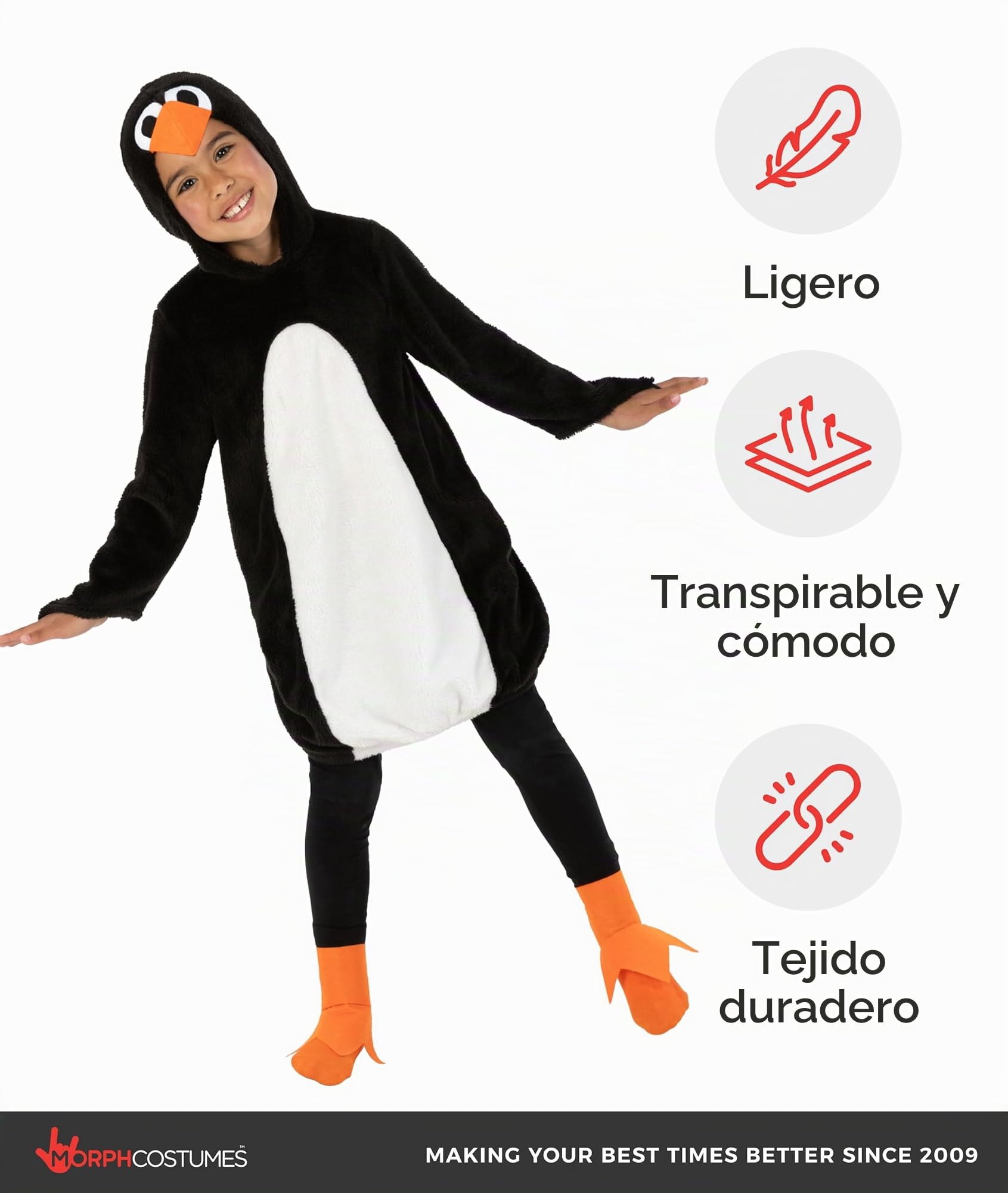Fun Shack Disfraz Pinguino Niño, Disfraz de Animal Halloween Niño, S | Mono con Capucha & Cubrezapatos de Pingüino, Diseño Todo en Uno, Perfecto para Halloween, Ideal para Juegos de Rol