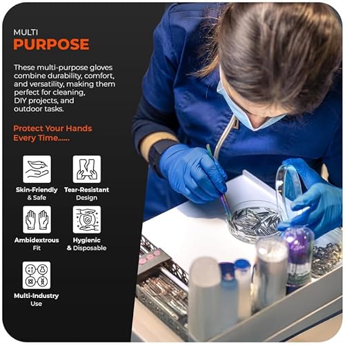 100 Stück Einweghandschuhe S, Blau Vinylhandschuhe, Puderfrei und Latexfrei Einmalhandschuhe, Vinyl Handschuhe Einweg für Den Umgang Mit Lebensmitteln, Die Reinigung und Den