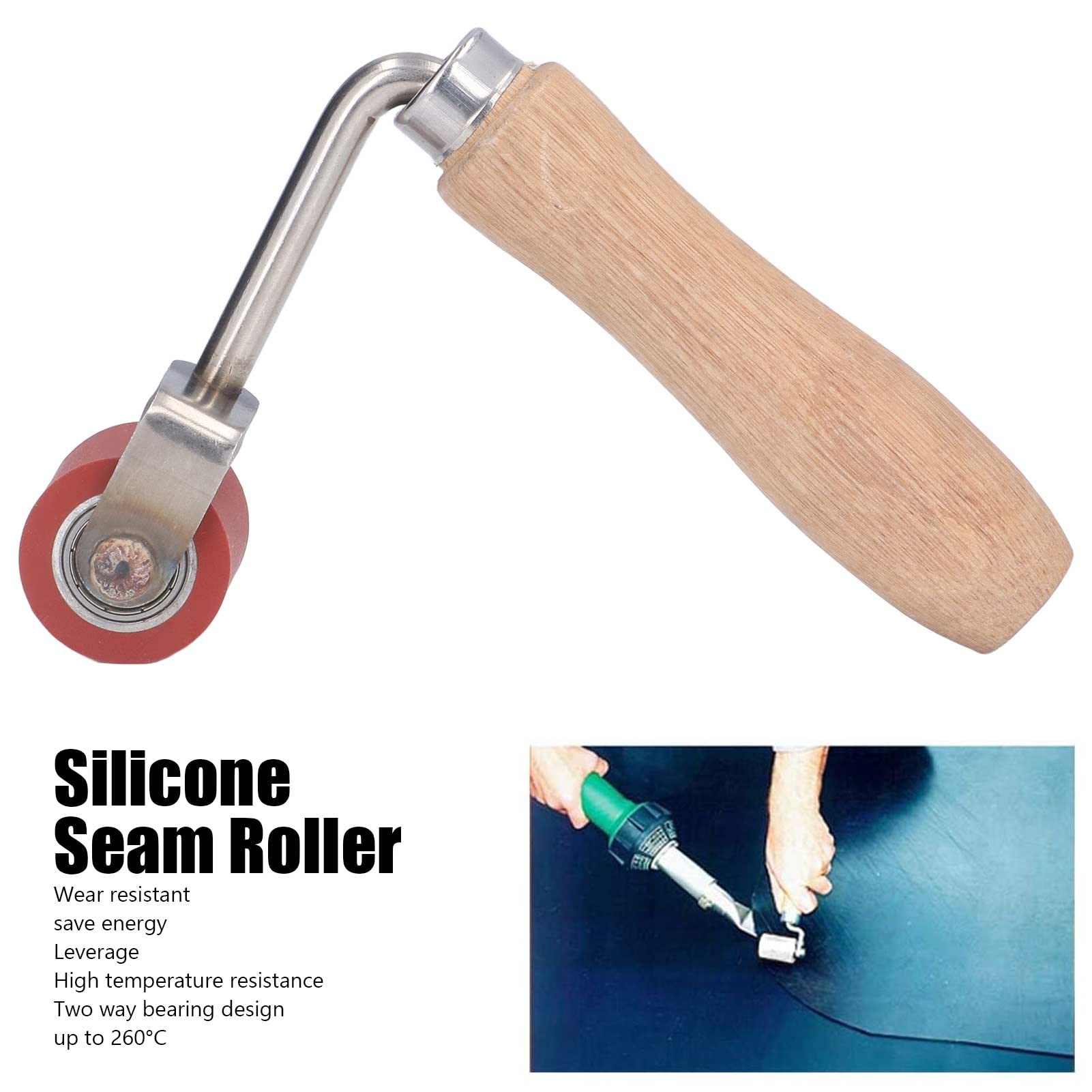 Cryfokt Rodillo Manual Ergonómico de Silicona Resistente a Altas Temperaturas para Soldar, Rodillo de Costura de 75° para Membrana Impermeable de PVC y Membrana de Lona