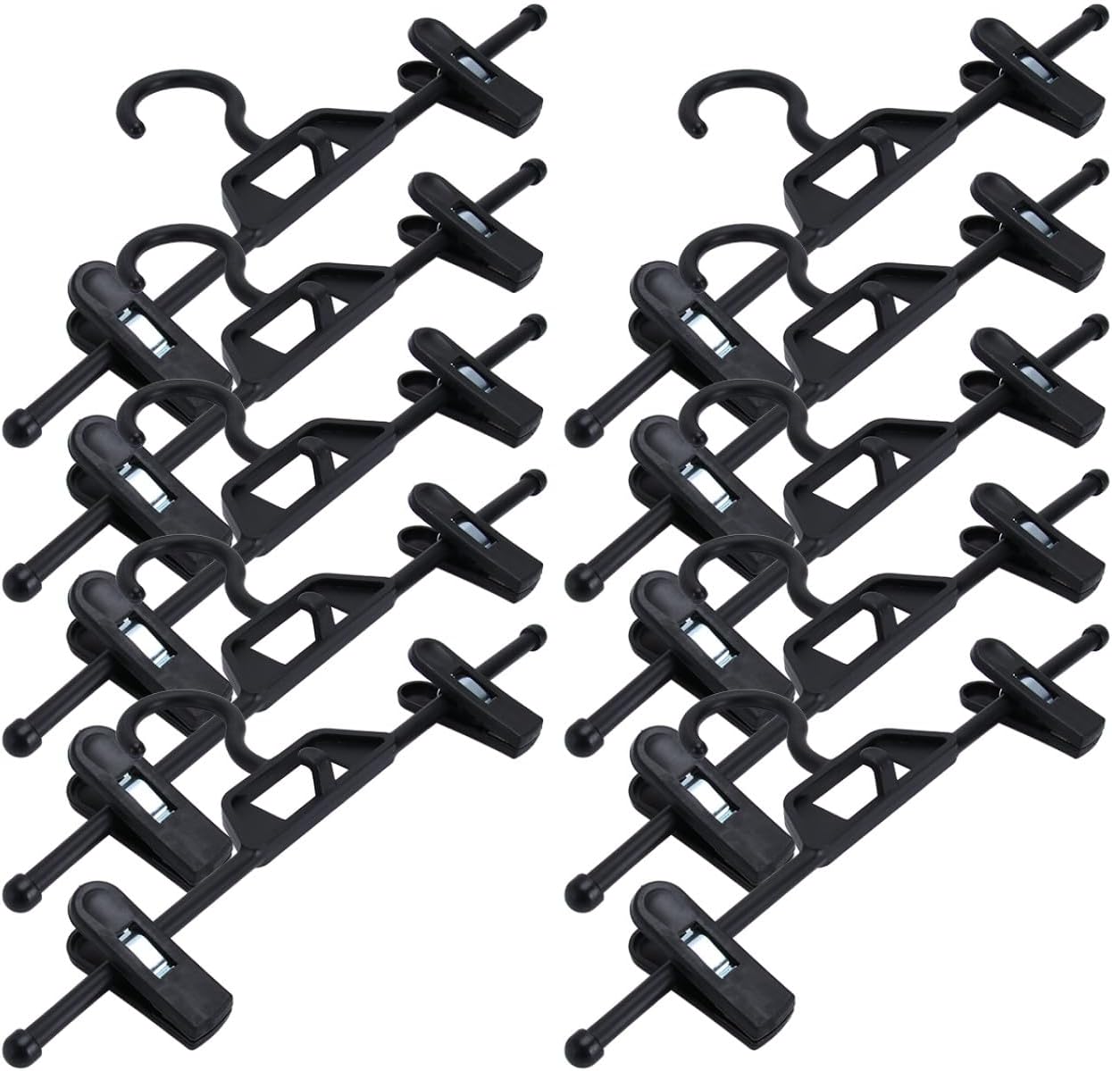 Garneck Adjustable Anti-Slip Plastic Pants Hangers Clips for Adults, 35x14.5cm Black, 10pcs Laundry Drying Rack and Underwear Storage Organizer for Home Closet