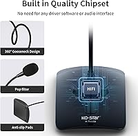 Vista 4 de Micrófono de grabación, micrófono omnidireccional de condensador de podcast de computadora con botón de silencio e indicador LED para laptop, Mac