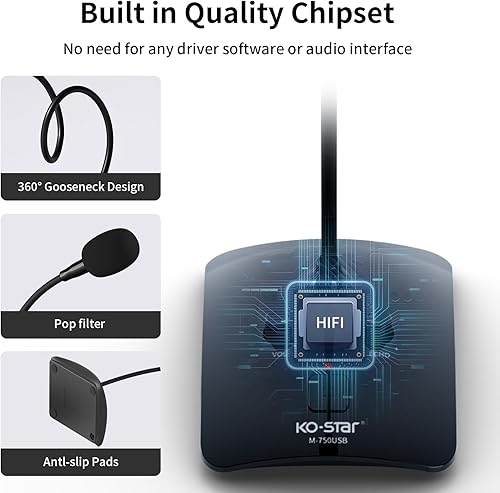 Miniatura 4 de Micrófono de grabación, micrófono omnidireccional de condensador de podcast de computadora con botón de silencio e indicador LED para laptop, Mac,