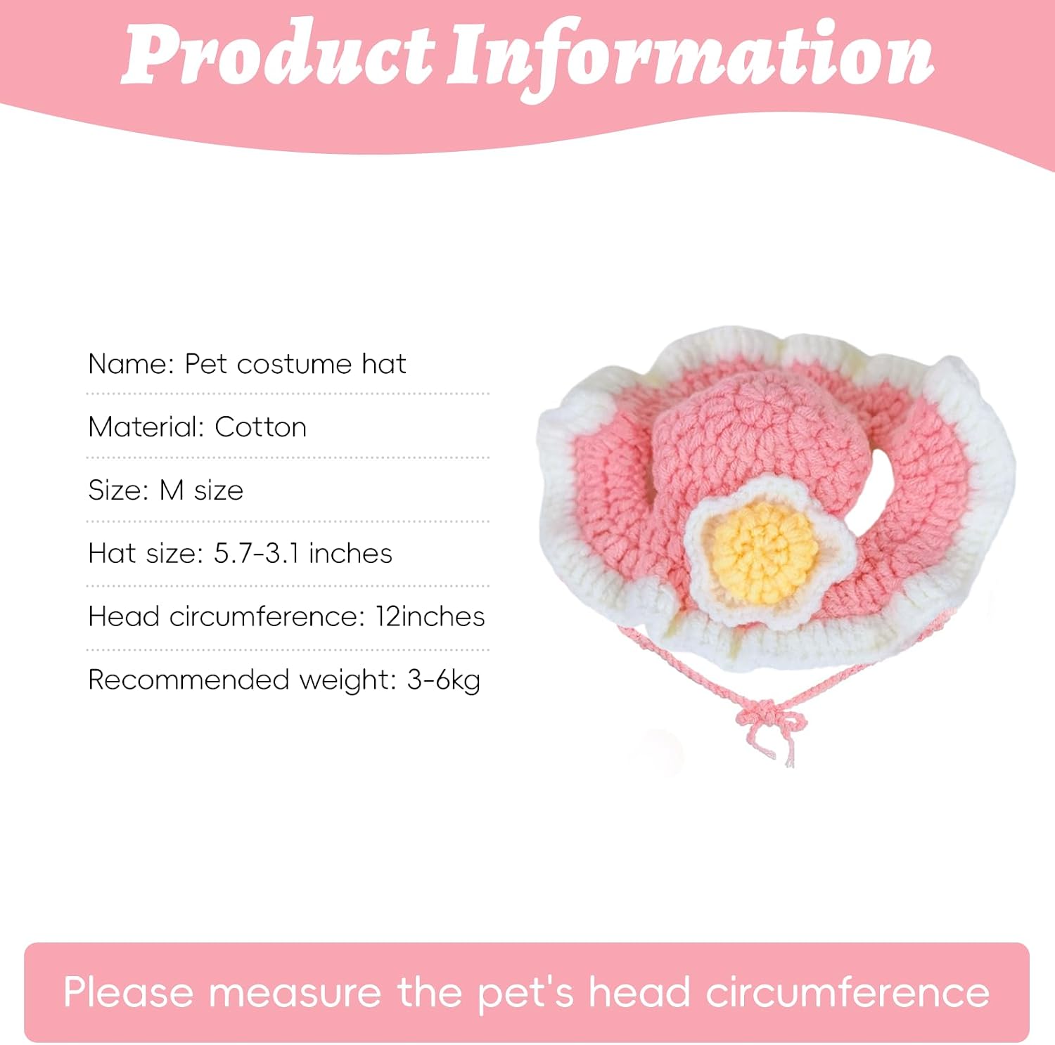 Cat Hat for Cats, Pet Cute Halloween Christmas Party Costume Accessories Headwear Comfortable for Puppy Cat Kitten Pet Puppies 11-14" (Pink) image 5