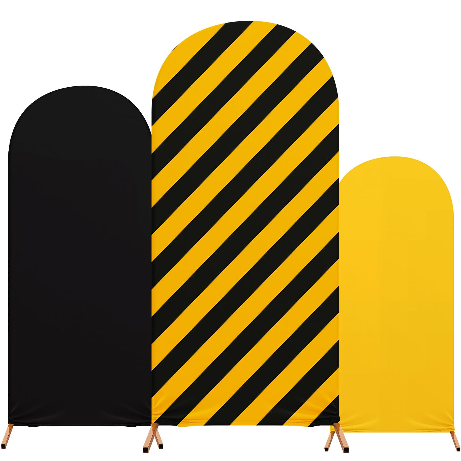 RimCereal Construction Birthday Party Arch Cover Set of 3 Construction Arch Backdrop Spandex Stretch Backdrop Stand Cover 4ft, 5ft, 6ft(Classic)