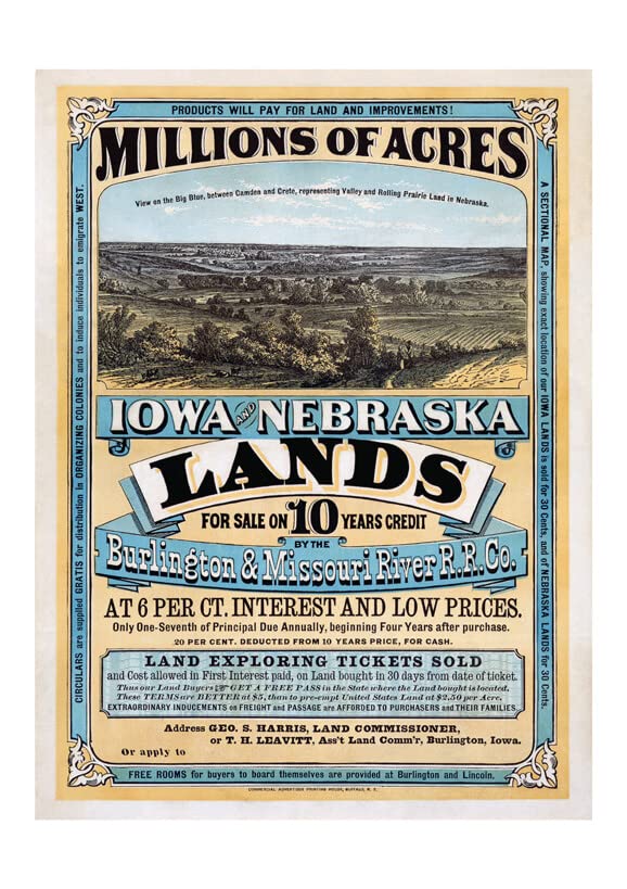Poster de voyage Iowa et Nebraska encadré taille M affiche semi-brillante
