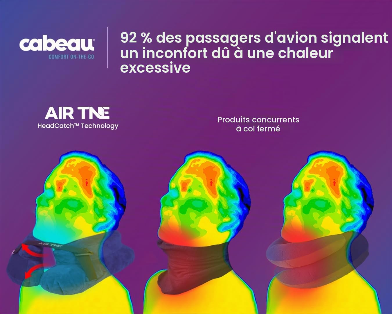 Cabeau Oreiller de voyage gonflable – Air TNE – Réglable, léger et offrant un bon maintien pour dormir dans les avions, les trains et les voitures – Ajustement personnalisé et étui de transport