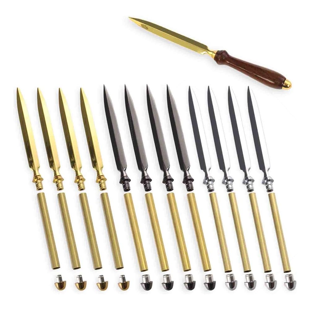 Kit de Proyecto de Abrecartas: Paquete Variado de 12 Piezas, Incluye Metal (4), Dorado (4) y Cromado (4).