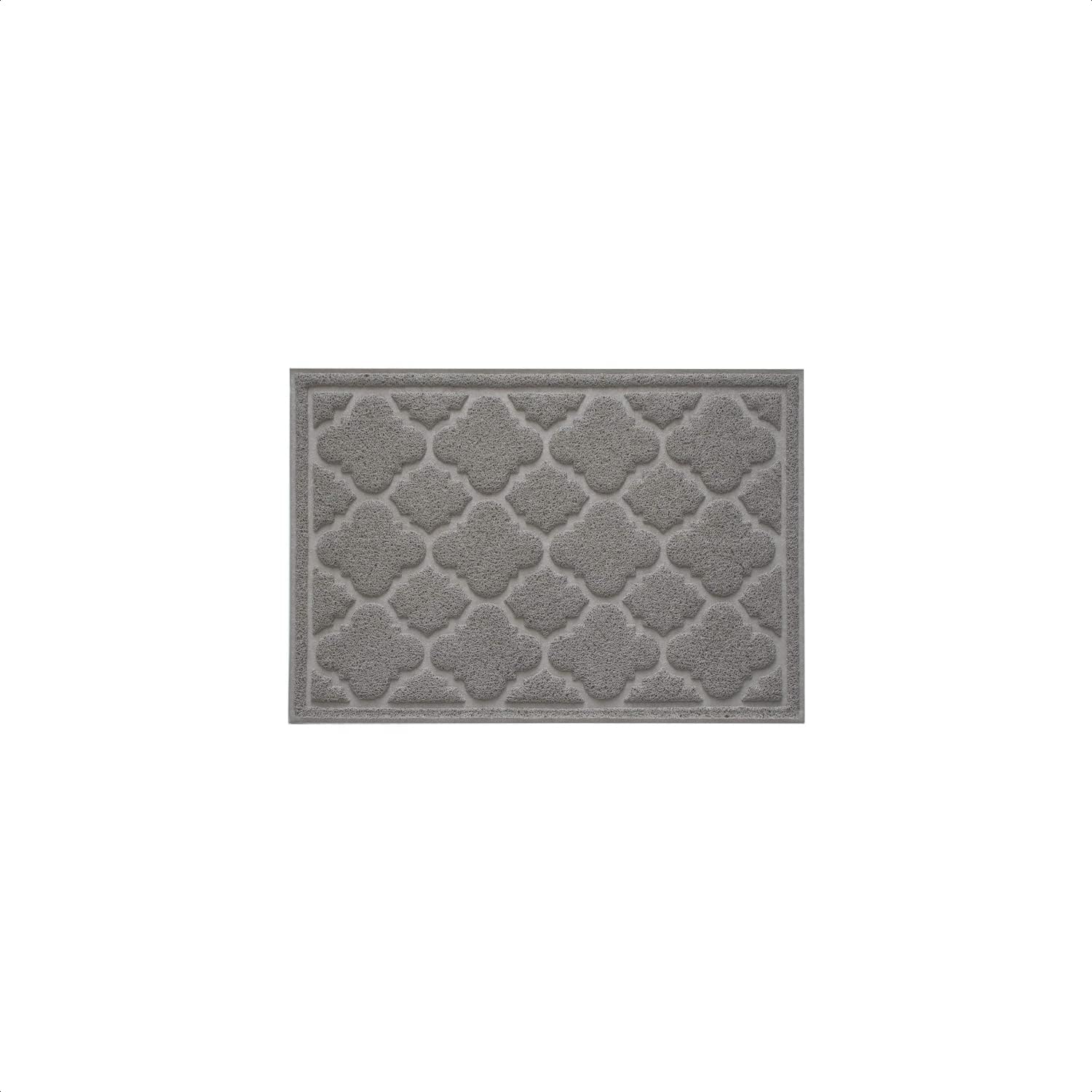 Floor Mat 35 x 23 - Indoor Outdoor Rubber Non Skid - Premium 100% Rubber PVC Floor Rugs Rubber Backed Kitchen Bath Garage Patio | Waterproof Flexible Inside Outside (Grey Moroccan)