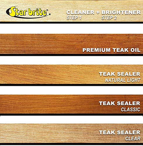 Image of STAR BRITE Premium Teak Cleaner - Restore, Renew & Refresh Old Weathered Gray Teak Furniture & Other Fine Woods - Step 1-16 OZ (081416)