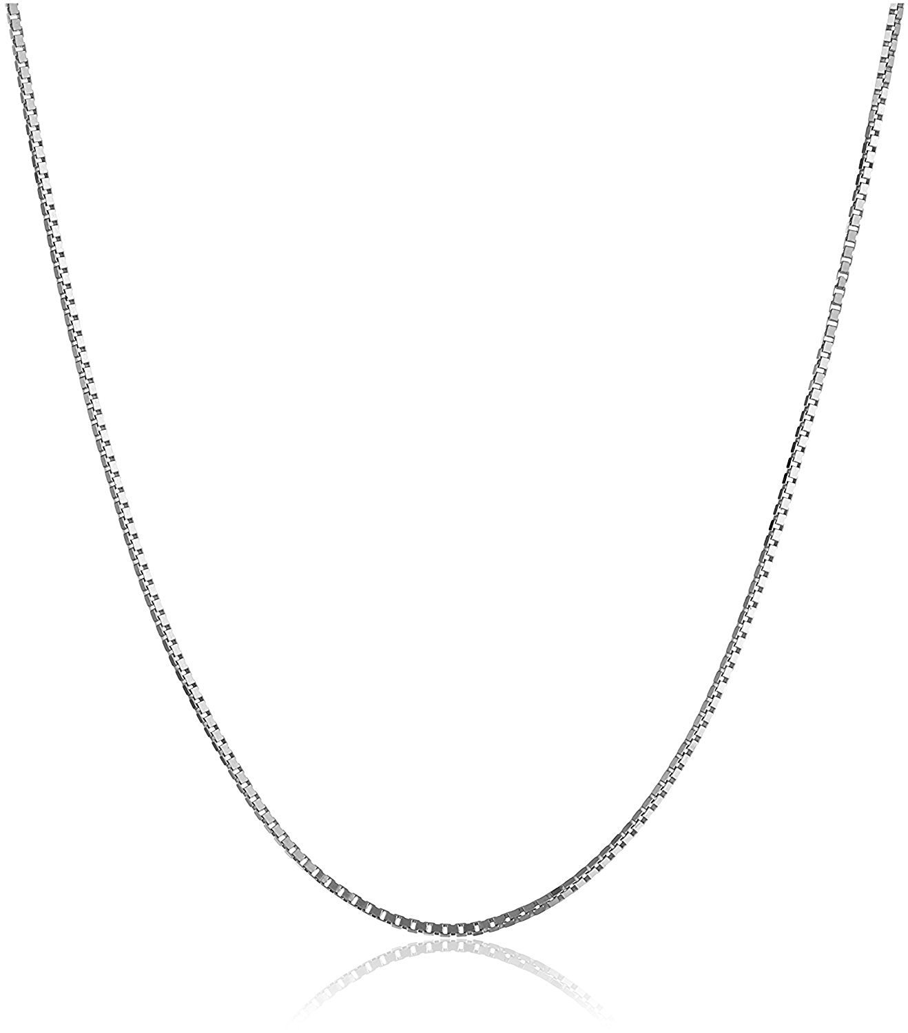 PRINS JEWELS Feine 14 Karat / 585 Gold Italienisch Venezianer Box Kette Weißgold Unisex - Breite 0.75 mm - verschiedene Längen