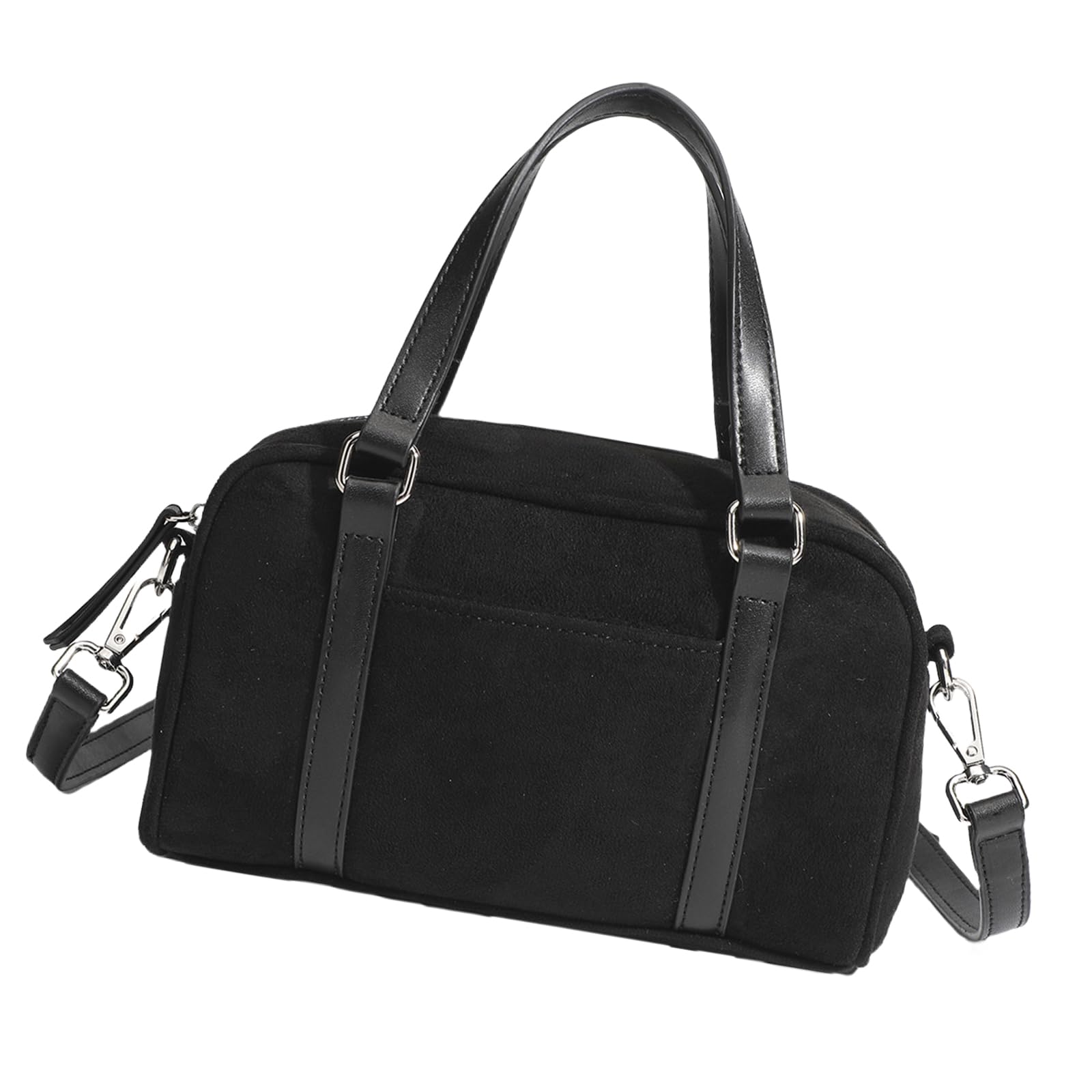 Sac à main vintage noir en daim synthétique à sangle réglable - 7
