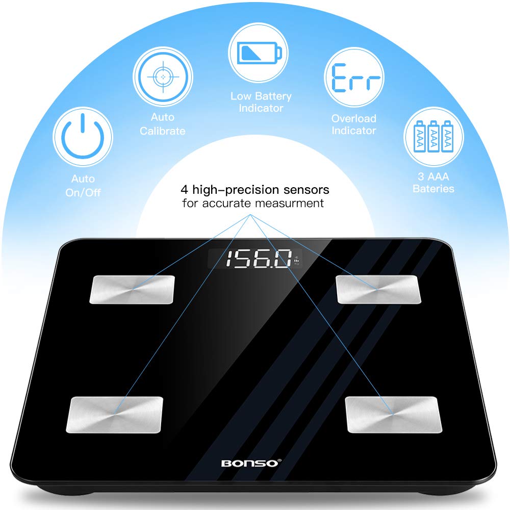 BONSO Smart Scales ,Digital Weight and Body Fat Scales, Bluetooth Body