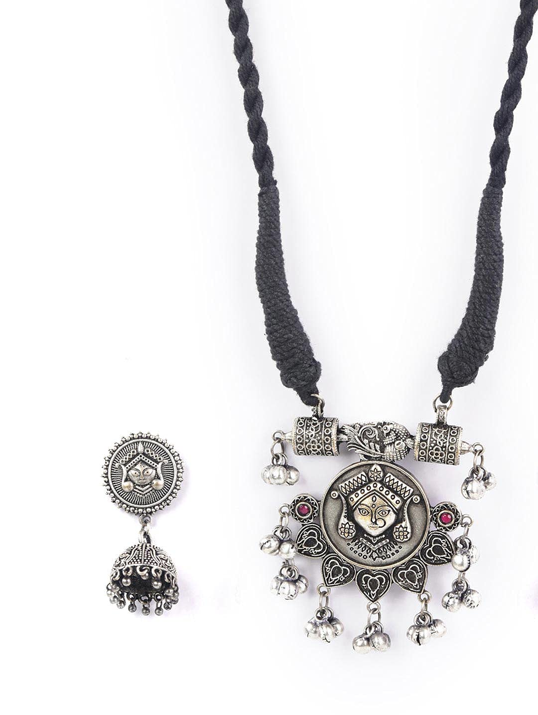 Ghungroo Silver Plated Temple Jewellery Set, Traditional Charm