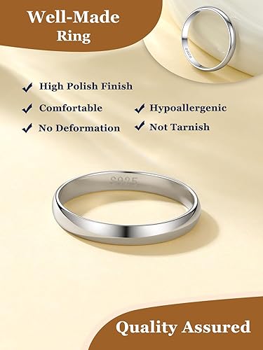 Vista 6 de Suplight Anillos entrelazados de plata de ley para mujer, anillo simple para ansiedad, anillos de polvo de estrellas lisos, anillo apilable