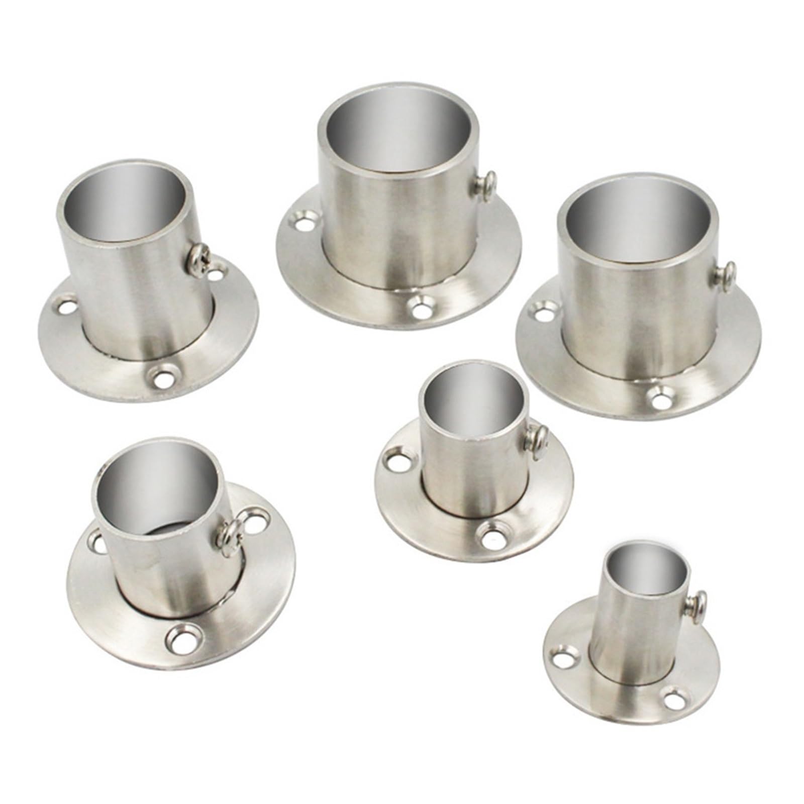 Stainless Steel Pole Socket Flange Rod, 2 Pipe Bracket 19-25mm Seat for Wardrobe End Holder(19mm)
