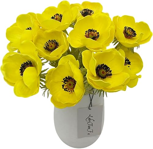 Miniatura 9 de Ramo de flores de anémona artificial de tacto real, 5 uds, decoración para el hogar (azul)