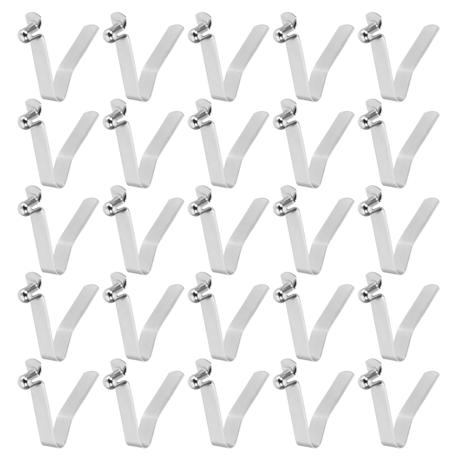 sourcing map 25pcs Single Button Kayak Paddle Snap Spring Clip 6x8.5x35mm 65Mn Spring Steel V-Shaped Hollow Lift Telescopic Locking Tube Pole Clips for Tent Umbrella Camping