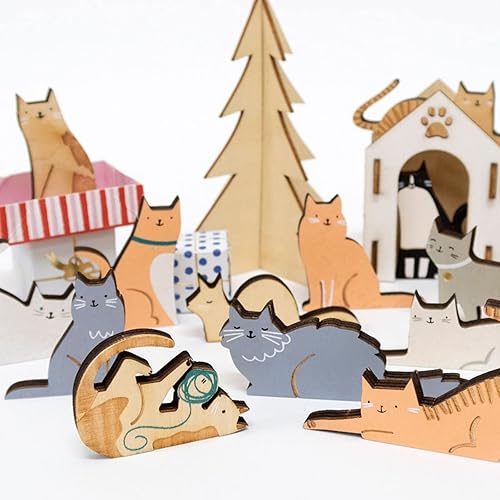 Miniatura 3 de SLDHFE Calendario de Adviento para gatos calendario de Adviento de madera 2022 gran juguete de Navidad para niñas regalo para familiares y amigos 9