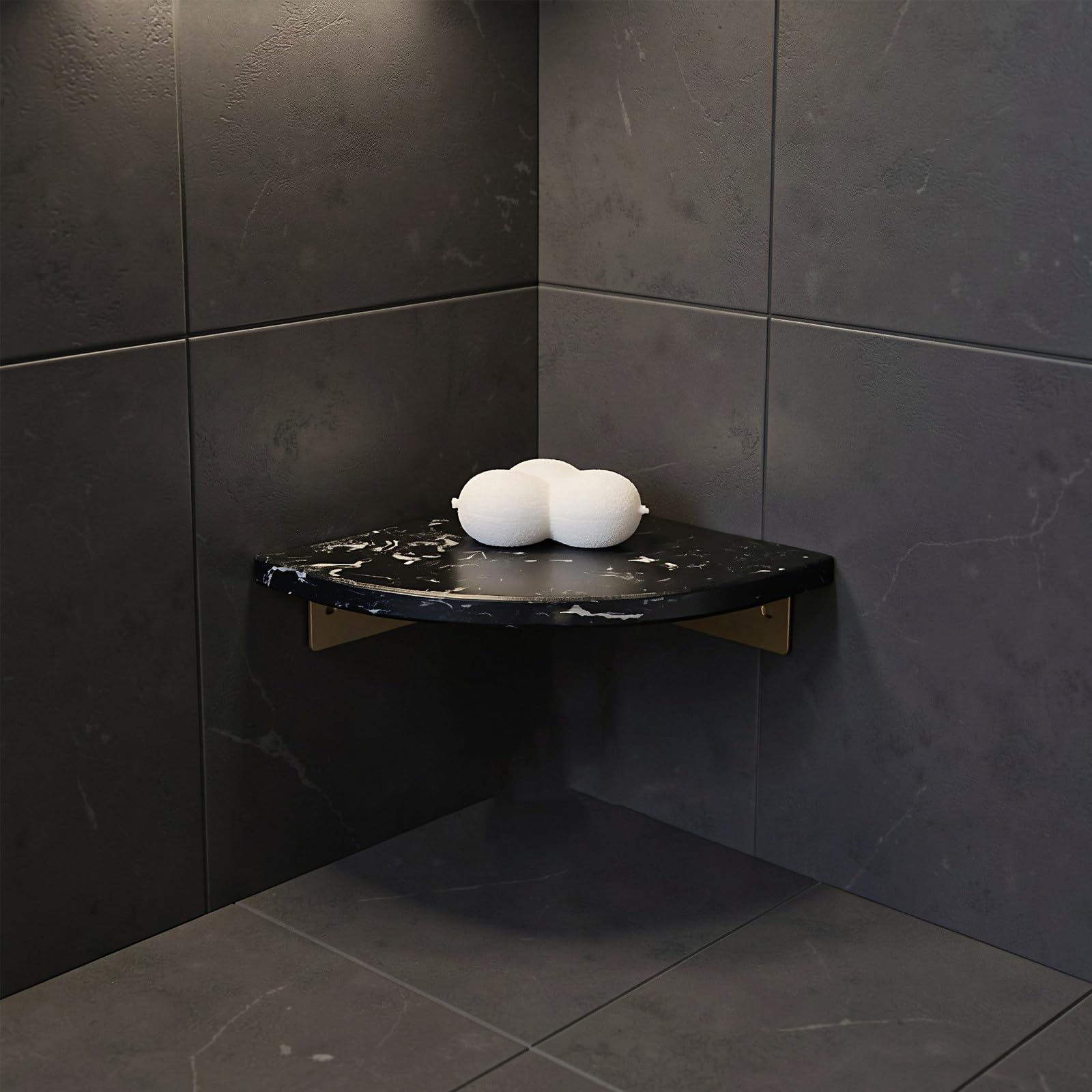 Zerodeko Mensole angolari per doccia, mensola angolare a parete nera, raggi | Mensola angolare in marmo per piante, foto o libri, decorazione versatile per la parete, mensole decorative angolari per la p