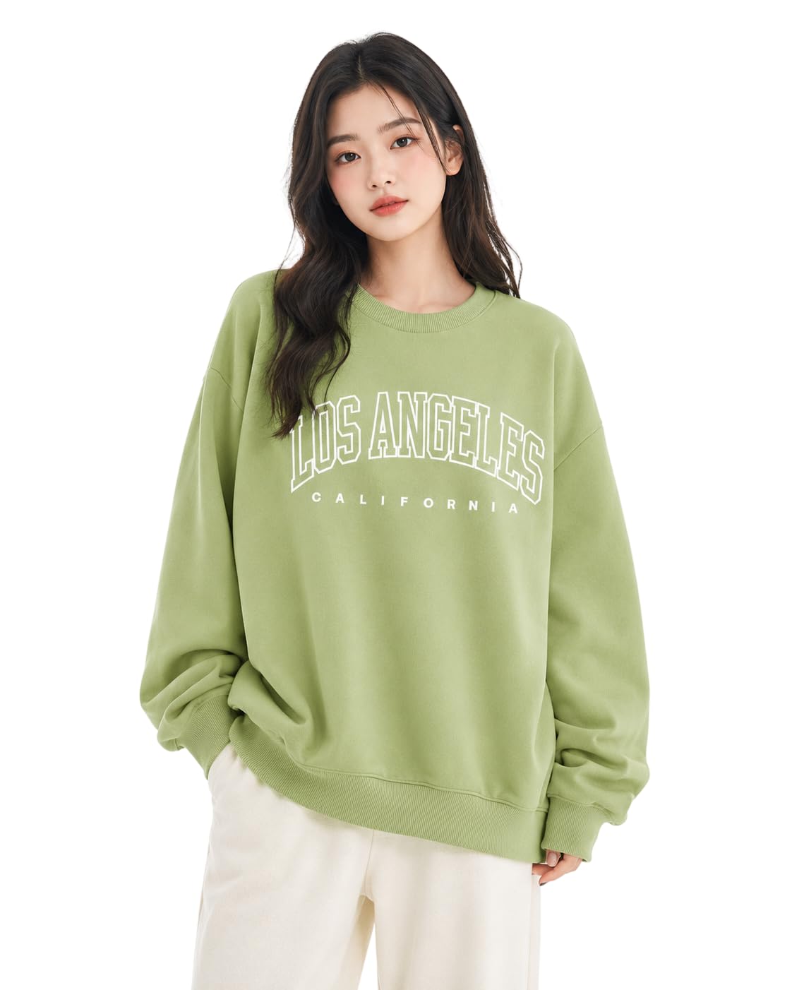 celary Women's Sweatshirts|Women's Oversized Sweatshirt with Los Angeles Print|Available Size: S to 2XL|Round Neck Full Sleeve Pullover for Casual Wear-picture-12