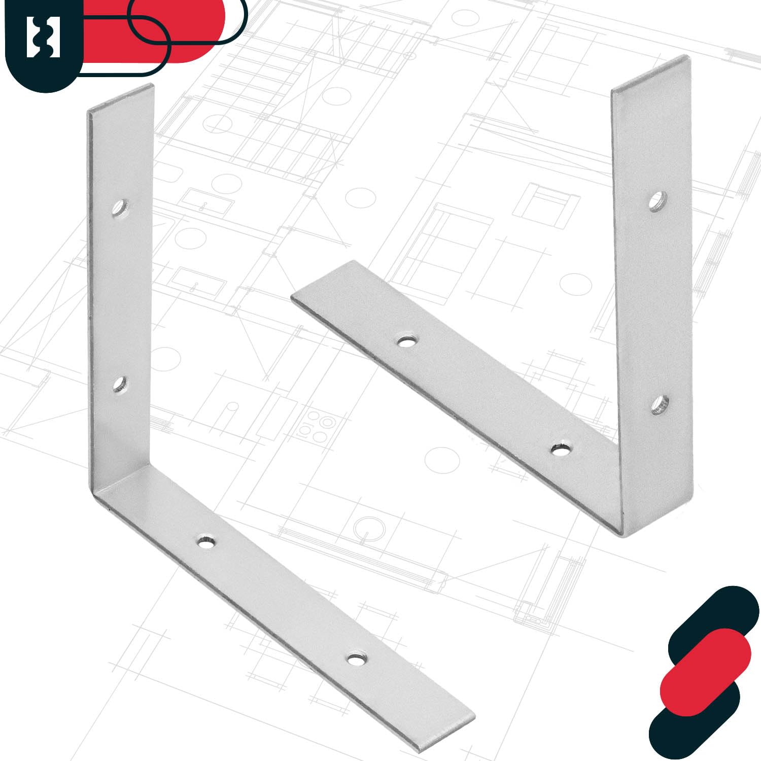 KOTARBAU® 100 szt. Kątownik Ciesielski - Łącznik Budowlany - 150 x 150 x 25 mm - Stal Ocynkowana