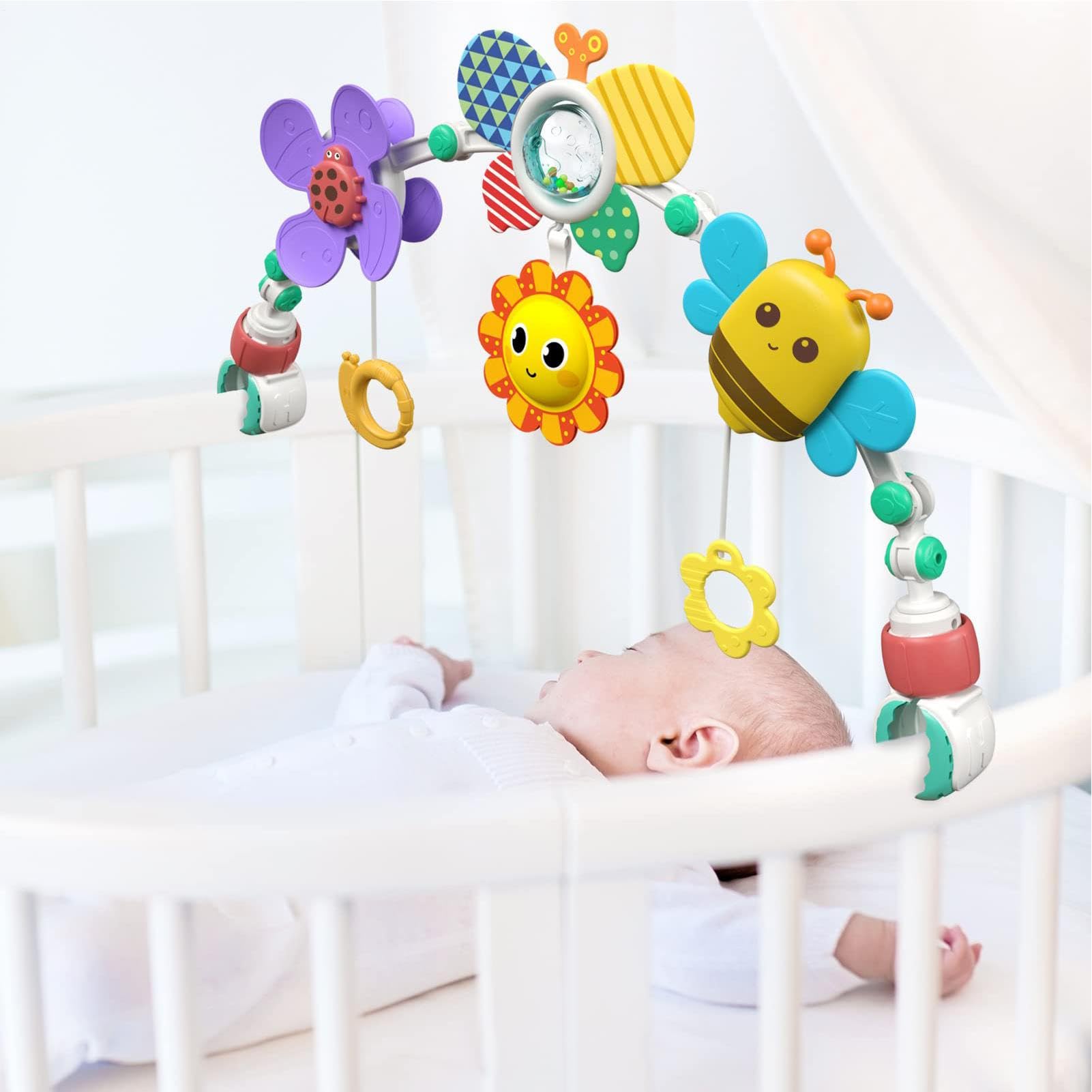 Genérico Activity Arch Toys - Accesorio de Juego de Viaje Honeybee | Cochecito Plegable, de Cuna con sonajero mordedor, Sonido Arrugado, Asiento de Coche de bebé, de Desarrollo de Entretenimiento
