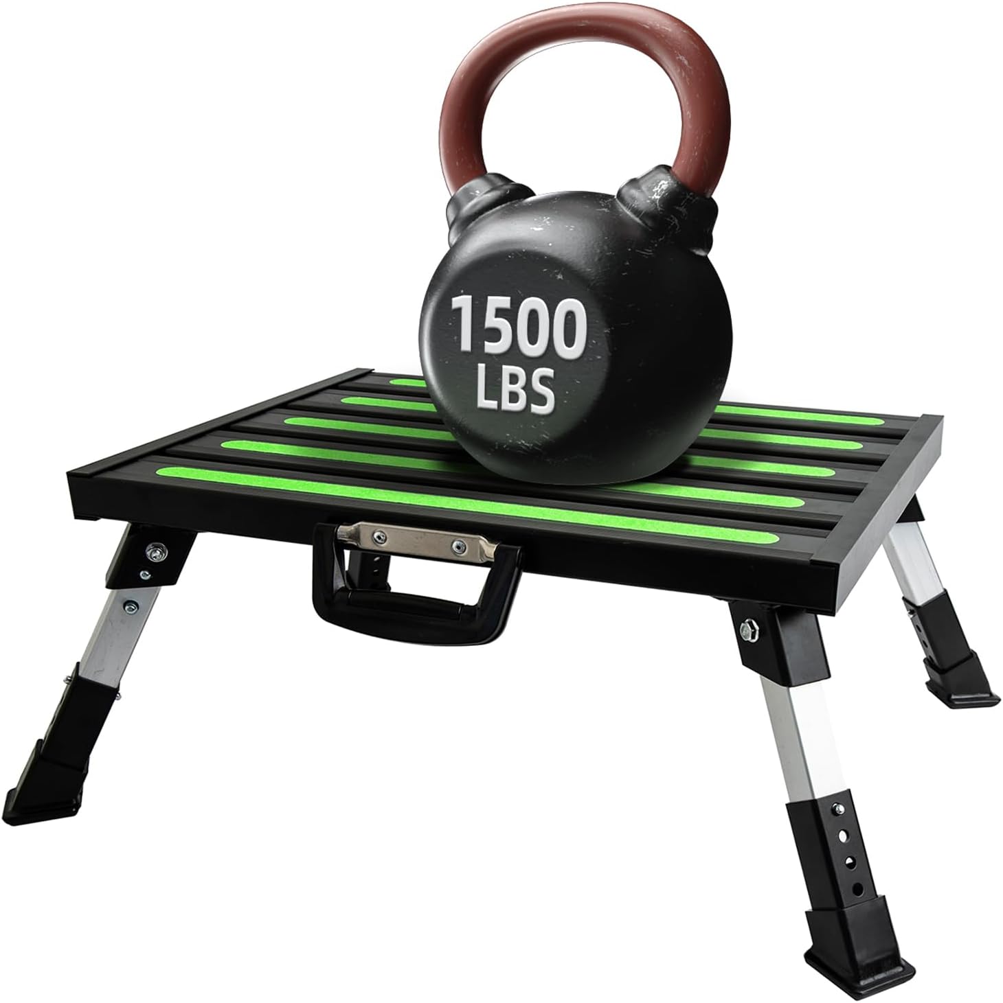 19”×14.5” Foldable Large RV Steps with Glow in The Dark Tapes Adjustable RV Step Aluminum RV Step Supports Up to 1500 lbs