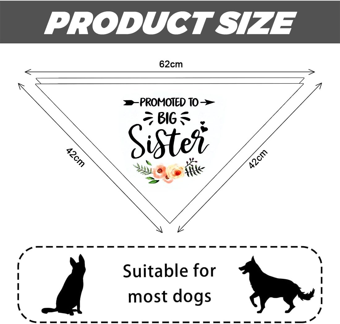 Promotion Bandana to be the Big Sister of Dogs – Ideal for Weddings with a Flower Design – Triangle Scarf for Pets, Perfect Accessory of Collars for Dogs 7