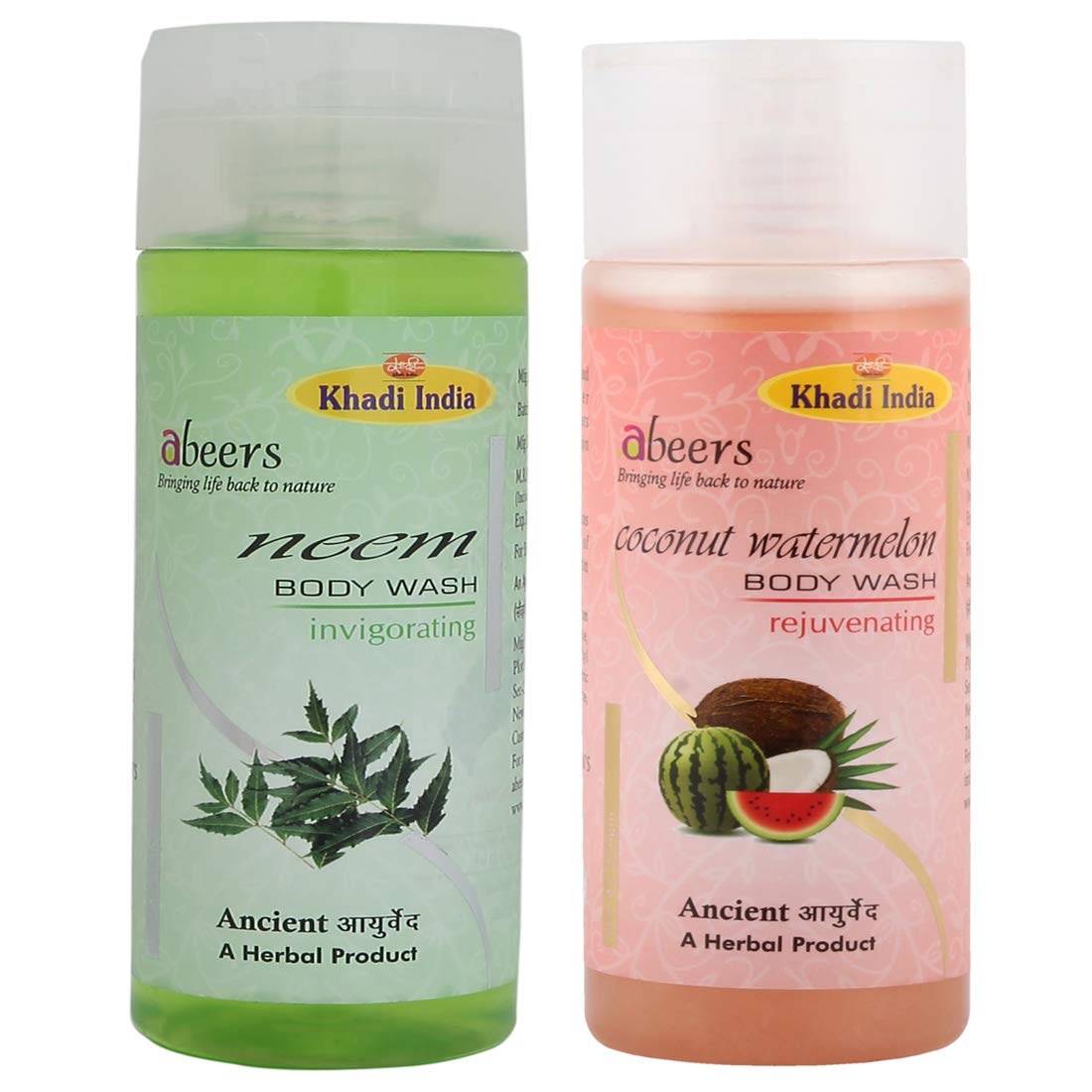 Khadi AbeersCoconut Watermelon & Neemz Body Wash, 250 ml (Pack of 2)