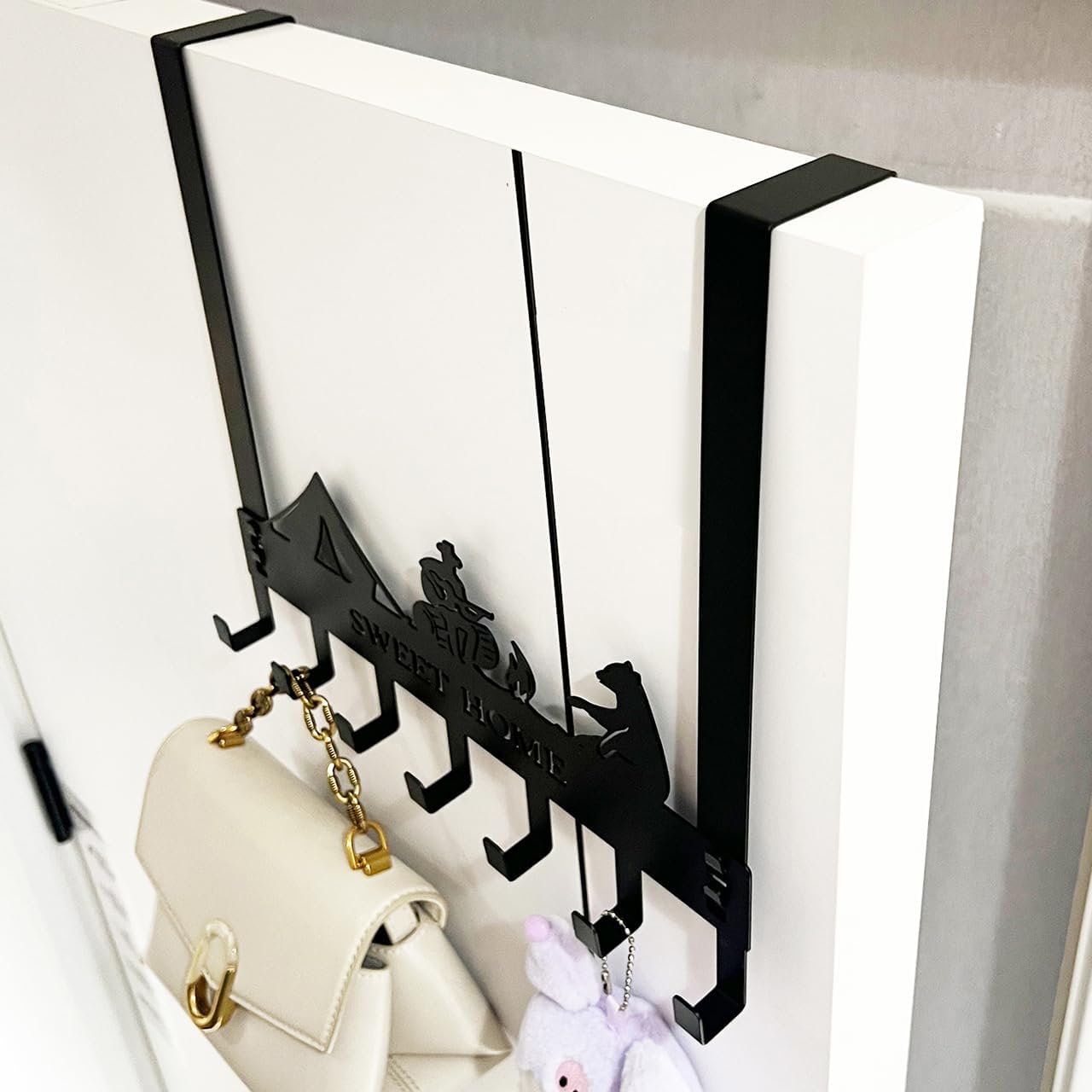 Over The Door Hooks,Over Door Towel Rack,Door Hanger,Door Coat Hanger,Door Coat Rack,Door Hooks for Hanging Clothes,Back of Door,Black