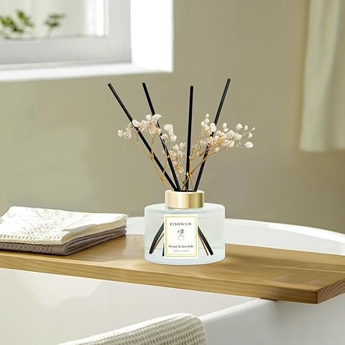 Miniatura 7 de Juego de difusor de junco, 5.07 onzas líquidas, difusor de aceite de sal marina y océano con 8 varillas de caña, difusor de varillas de fragancia