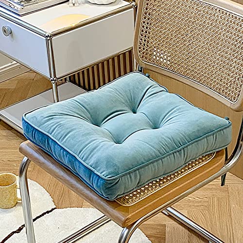 Coussin de chaise 8 cm d'épaisseur cyan lot de 4 doux et moelleux avec liens de fixation