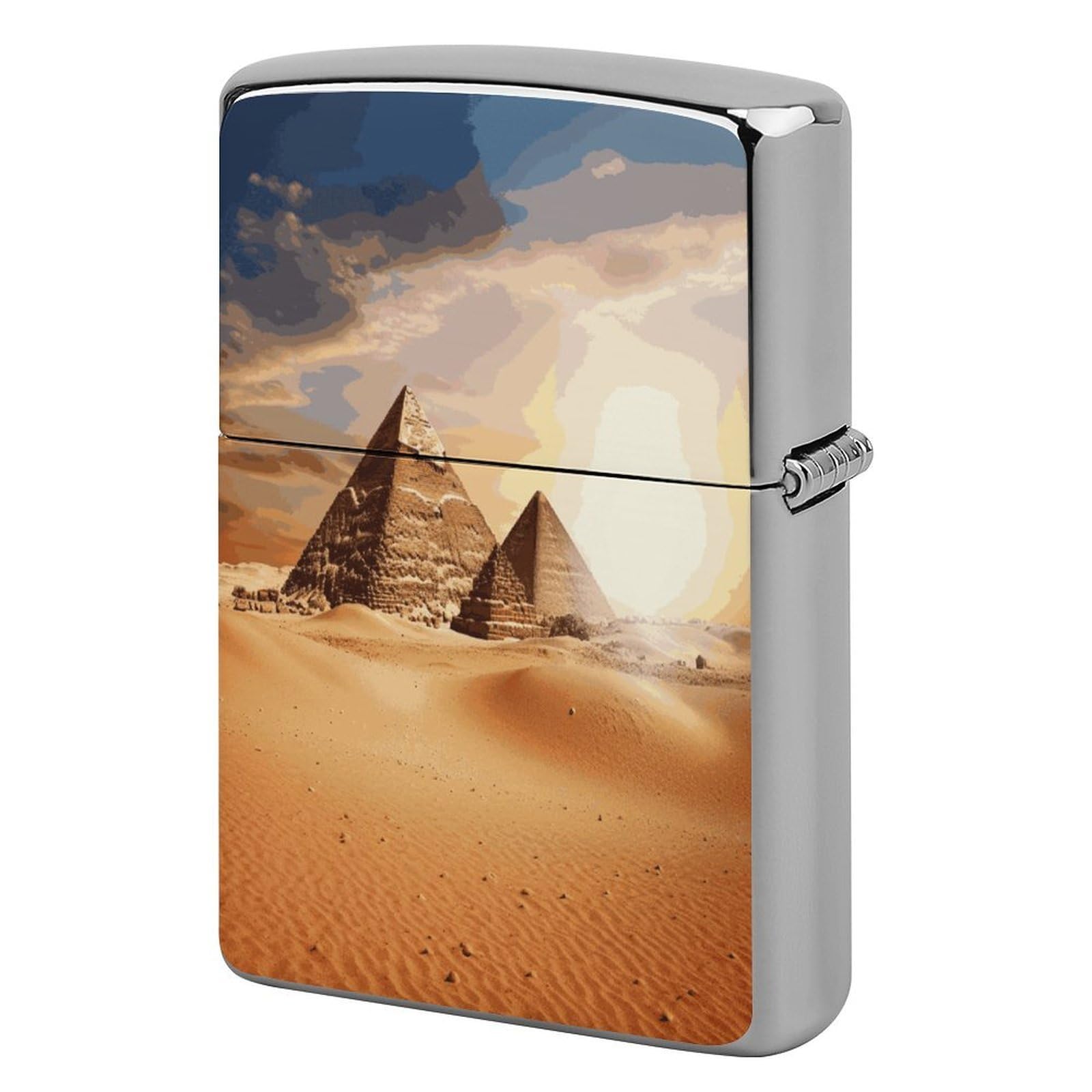 Fodpand Style Egyptian Pyramid In Desert Metal Lighter Case Cover Lighter Sleeve