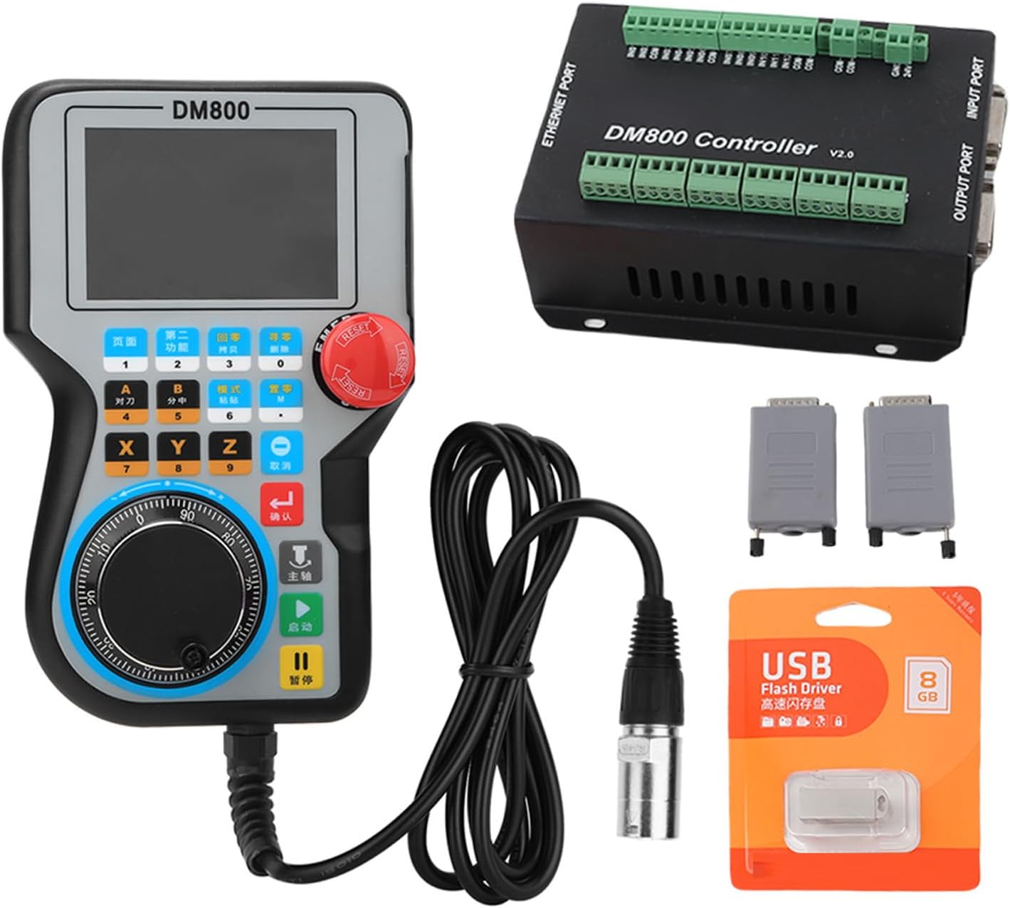 DM800 Handle Controller Motion Control Panel CNC Machine Controller Industrial CNC System with 3.8inch TFT Screen for 3Axis 4Axis 5Axis CNC Machines (3 axis)