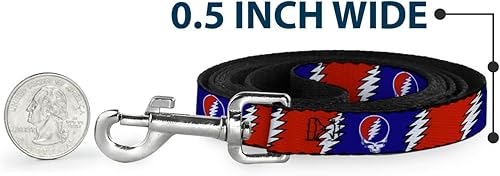 Miniatura 4 de Correa para perro roba tu cara Lightning Bolt Repeat rojo, blanco y azul, 6 pies de largo 0.5 pulgadas de ancho
