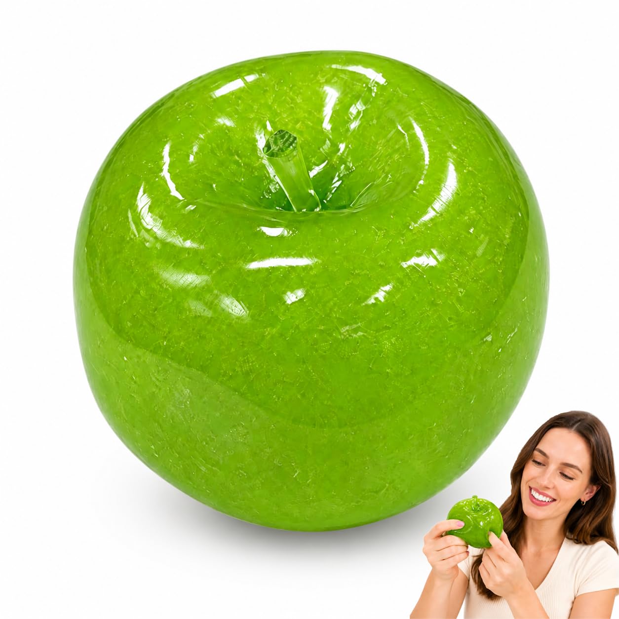 Slushy Apple Squishy Toy, Realistic Green Apple Squishy, Soft Squeeze Sensory Toy for Desk and Office, Novelty Fidget Gift for Teens and Adults